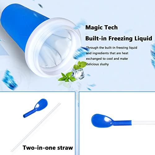 COLORLAND Color Land Slushy Cup, TIK TOK Slushie Maker Cup Frozen Magic Squeeze Cup, Ice Cream Maker Cup, Cool Stuff Trending Tiktok Items Homemade DIY Cool Gadgets with Lid & Straw (350ML, BLUE) - Image 4