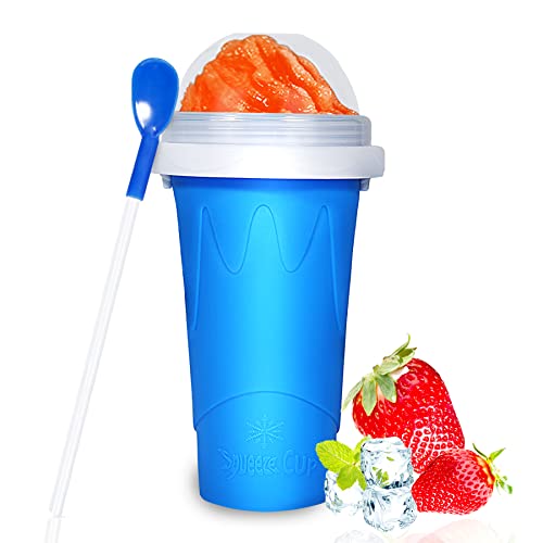 COLORLAND Color Land Slushy Cup, TIK TOK Slushie Maker Cup Frozen Magic Squeeze Cup, Ice Cream Maker Cup, Cool Stuff Trending Tiktok Items Homemade DIY Cool Gadgets with Lid & Straw (350ML, BLUE) - Image 1