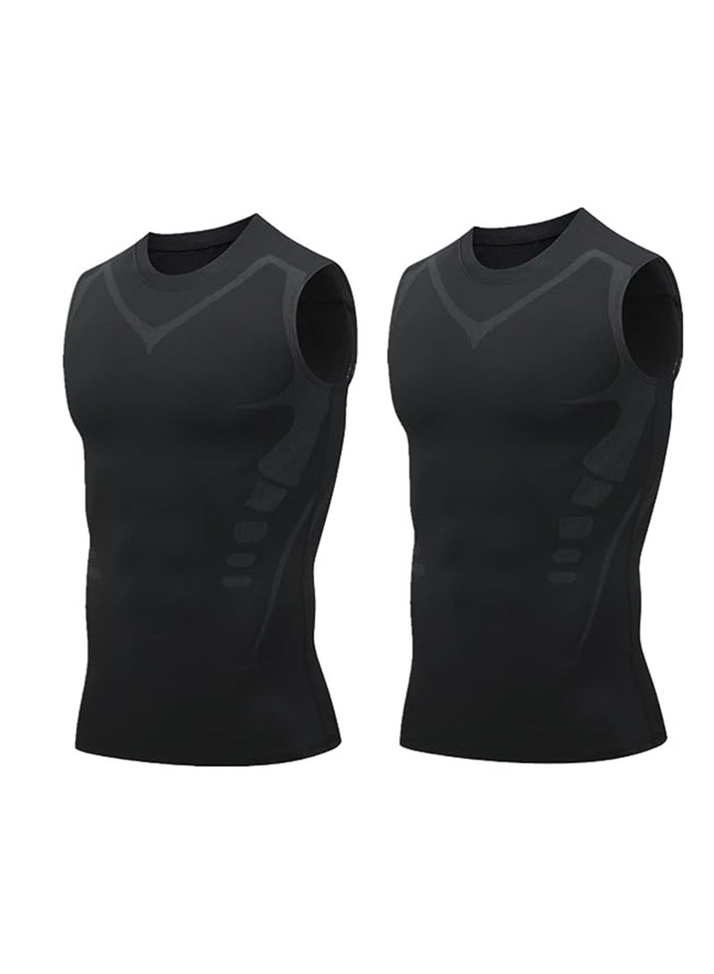 Energxcel Men's Ionic Compression Vest - Sleek Sleeveless Body Shaper for Ultimate Comfort and Fit (Size L) - Image 1
