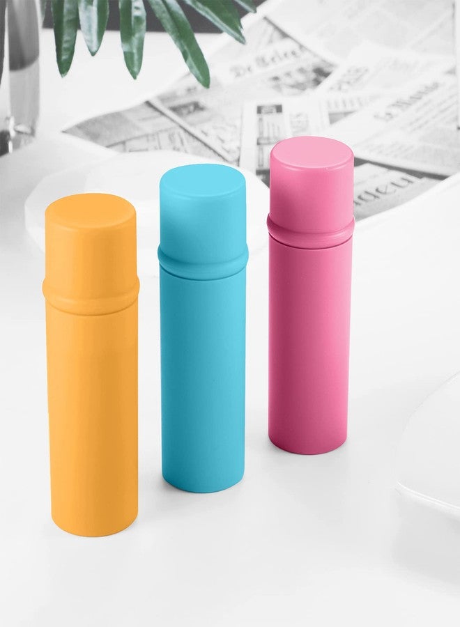 Vtrem Retractable Kabuki Brushes Travel Face Blush Brush Makeup Brush Portable Small Soft Powder Brush with Cover for Blush, Bronzer, Buffing, Flawless Powder, Cosmetics Tool, Blue/Red/Yellow - Image 5