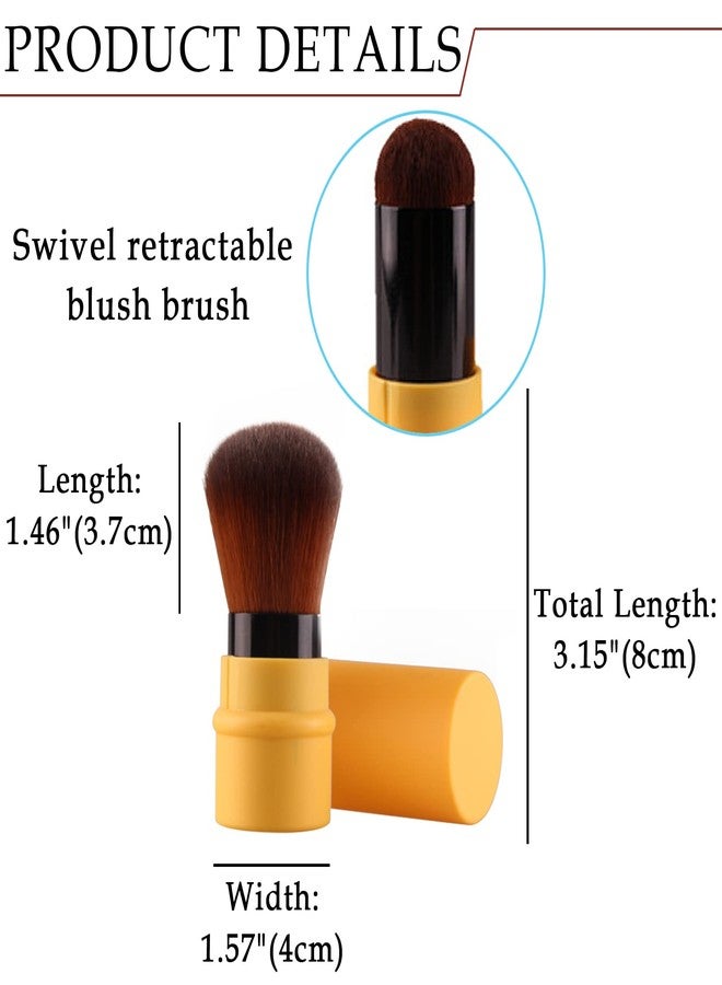 Vtrem Retractable Kabuki Brushes Travel Face Blush Brush Makeup Brush Portable Small Soft Powder Brush with Cover for Blush, Bronzer, Buffing, Flawless Powder, Cosmetics Tool, Blue/Red/Yellow - Image 3