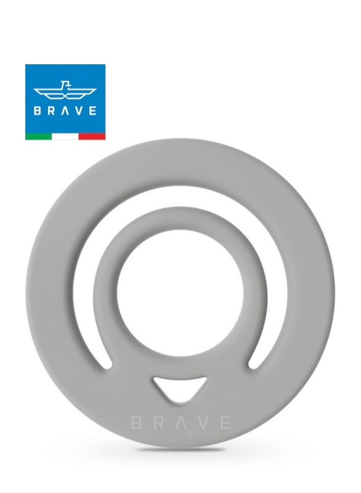 Brave Dual-Sided Magnetic Ring Holder, Durable Silicone Mag-Safe Grip, Wireless Charging Compatible for iPhone Air, 17/17 Pro/17 Pro Max/16/15/14/13/12, Samsung Galaxy S25/24/23/22 and Other Phones with Metal Plate Attachment - (Light Grey) - Image 2