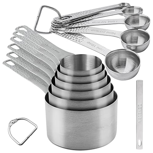 Viwehots Measuring Cups and Spoons Set 14, 18/8 Stainless Steel Measuring Cups and Spoons Set for Baking & Kitchen, Metric & US Measure 6 Cups & 7 Spoons with Leveler - Image 1