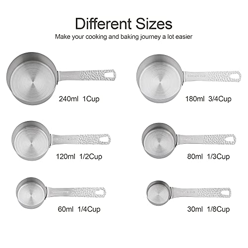 Viwehots Measuring Cups and Spoons Set 14, 18/8 Stainless Steel Measuring Cups and Spoons Set for Baking & Kitchen, Metric & US Measure 6 Cups & 7 Spoons with Leveler - Image 3