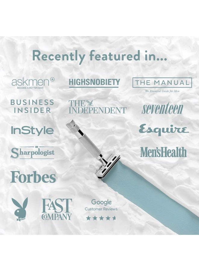 rockwell razors روكويل T2 | ماكينة حلاقة آمنة مزدوجة الحواف بآلية فتح لولبية | معدنية بالكامل | تشمل 5 شفرات فولاذية قابلة لإعادة التدوير بالكامل (كروم رمادي) - Image 5