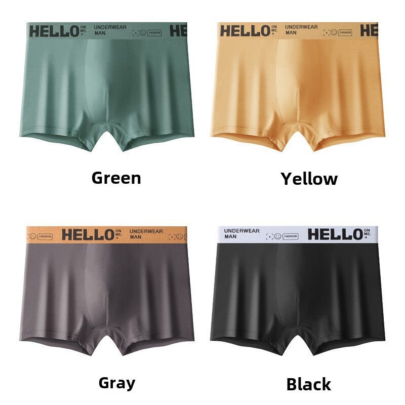 Autumn Winter Hello Mens Cotton Graphene Antibacterial Boxers Green  - Image 1