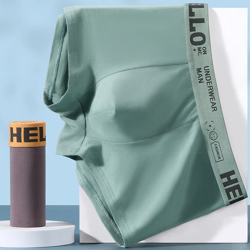 Autumn Winter Hello Mens Cotton Graphene Antibacterial Boxers Green  - Image 4
