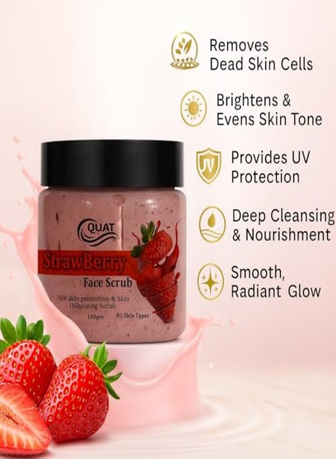QUAT Strawberry Face Scrub for Deep Cleansing, Exfoliation & Glow | Strawberry Extract Scrub to Remove Dead Skin, Blackheads & Dullness | Gentle Skin Polishing Scrub - 100 g - Image 5