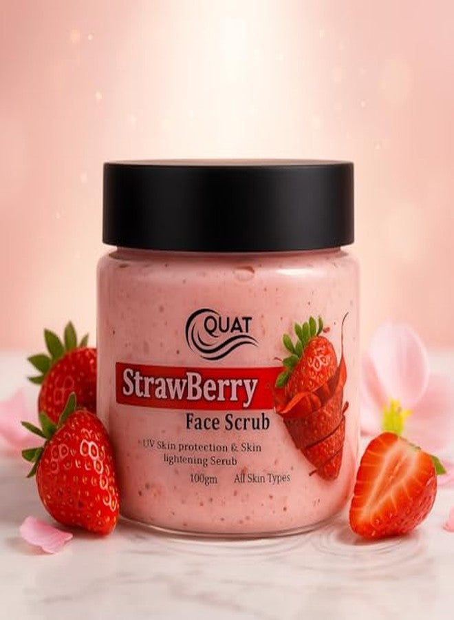 QUAT Strawberry Face Scrub for Deep Cleansing, Exfoliation & Glow | Strawberry Extract Scrub to Remove Dead Skin, Blackheads & Dullness | Gentle Skin Polishing Scrub - 100 g - Image 1
