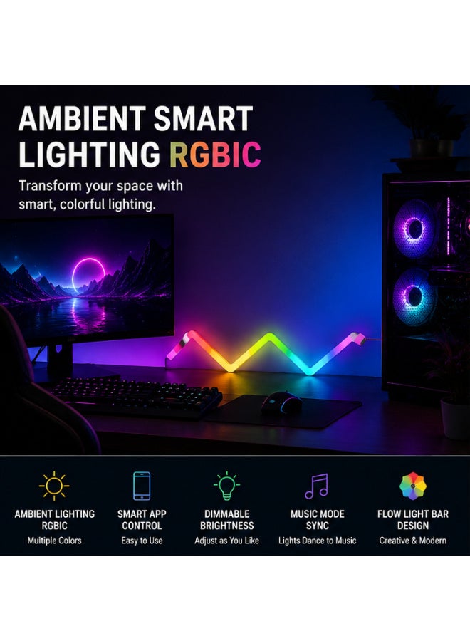 Ambient Smart Lighting RGBIC Light Bar – App Controlled RGB LED Wall Lamp, Music Sync, Dimmable Smart Ambient Light for Gaming Room, Bedroom & Living Room - Image 1
