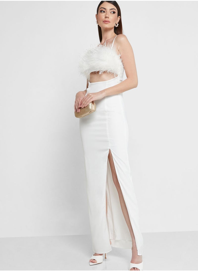 Miss Pap - Fur Detail Cut Out Dress - Image 1