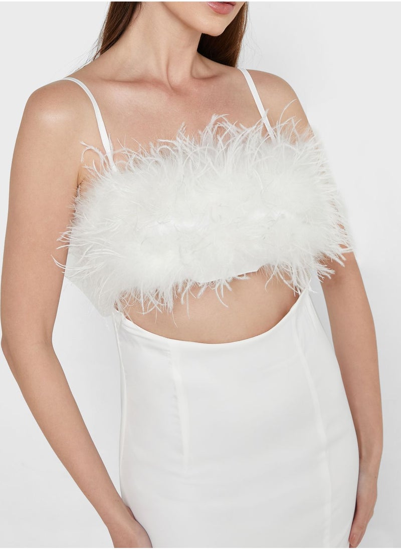 Miss Pap - Fur Detail Cut Out Dress - Image 1