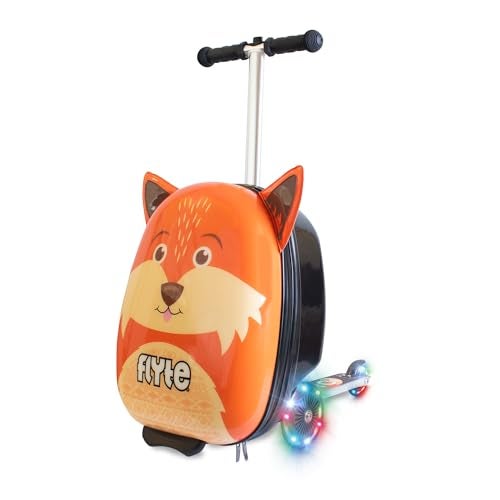 Flyte Frazer the Fox Scooter Suitcase - Rideable, Carry on Compliant 2-in-1 Children's Suitcases, 18 inch Ride on Suitcase for Kids, 25 Litre Capacity Kids' Luggage on Wheels for Children Aged 4+ - Image 1