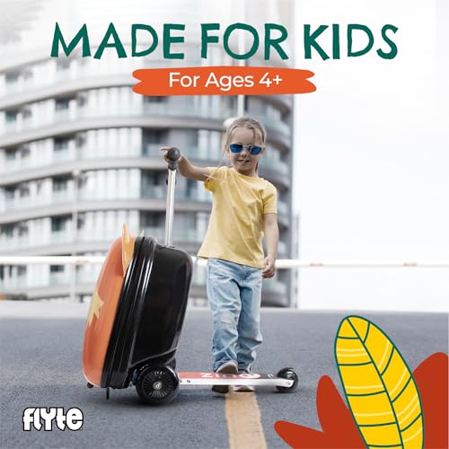 Flyte Frazer the Fox Scooter Suitcase - Rideable, Carry on Compliant 2-in-1 Children's Suitcases, 18 inch Ride on Suitcase for Kids, 25 Litre Capacity Kids' Luggage on Wheels for Children Aged 4+ - Image 4