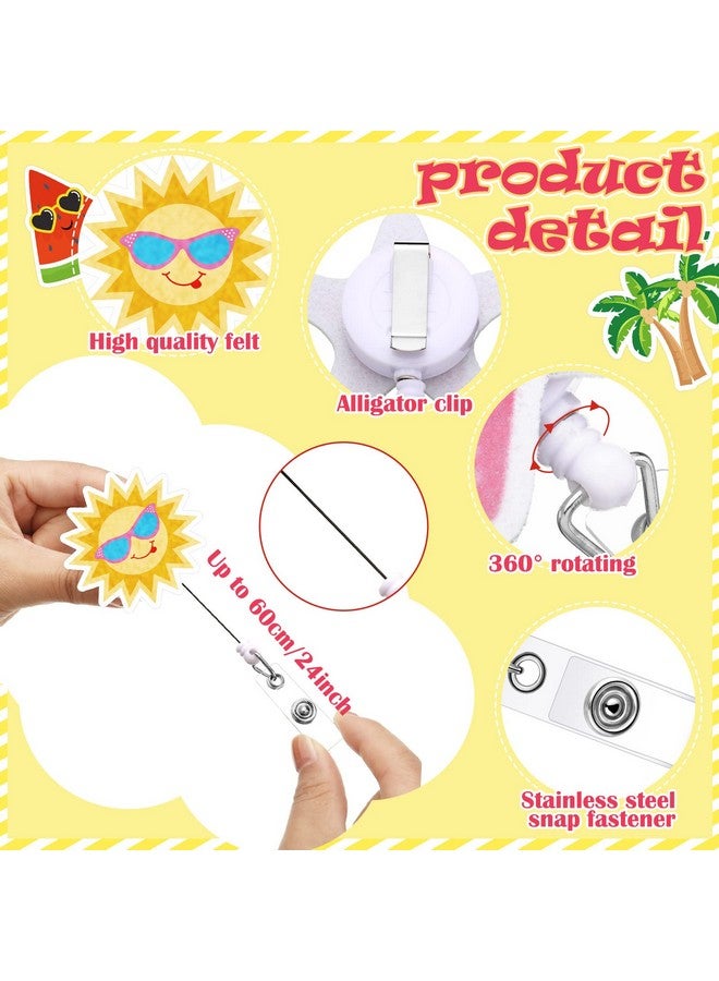 Sinmoe 24 Pcs Summer Badge Reel Felt Retractable Badge Reel Holder With Alligator Clip Palm Tree Pineapple Flamingo Badge Clips Cute Nursing Name Id Badge Holders For Nurse Doctor Teacher Student Women Men - Image 3