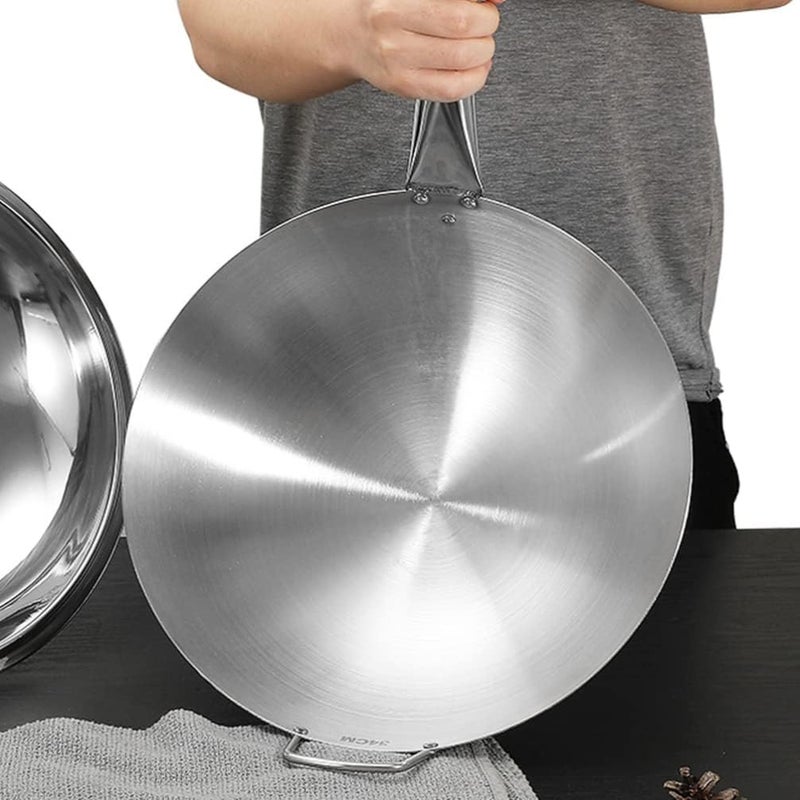 woobles Wok Pan Stainless Steel Stir Fry Pans Wok Frying Wok Pan Induction Stove Wok with Wood Handle Cooking Skillet Cookware for Gas Induction or Electric Stove - Image 4