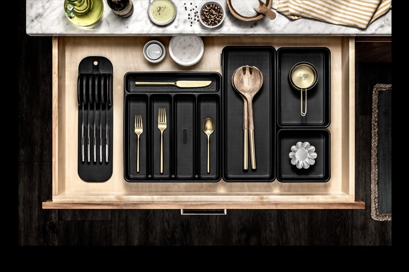 Madesmart Premium Antimicrobial Classic Small In-Drawer Knife Mat  Soft-Grip  Non-Slip Drawer Organizer  Long-Lasting Home Organization  Epa Certified  Carbon - Image 4