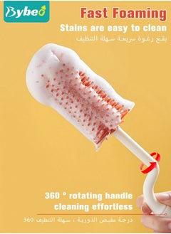 Bybeo 4 in 1 Silicone Baby Bottle Cleaning Brush Set with Stand, 360° Rotating Water Bottles Cleaner, Cup Gap Clean Brushes  - Image 4