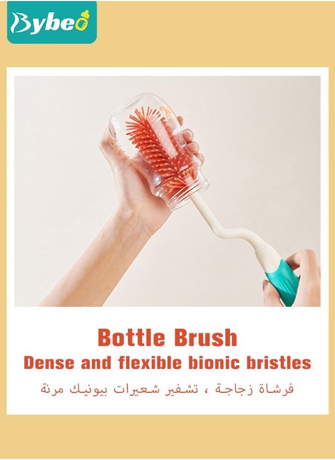 Bybeo - 4 in 1 Silicone Baby Bottle Cleaning Brush Set with Stand, 360° Rotating Water Bottles Cleaner, Cup Gap Clean Brushes - Image 1