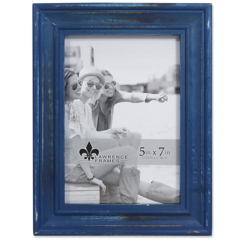 Lawrence Frames 746657 5x7 Durham Weathered Navy Blue Wood Picture Frame - Image 1