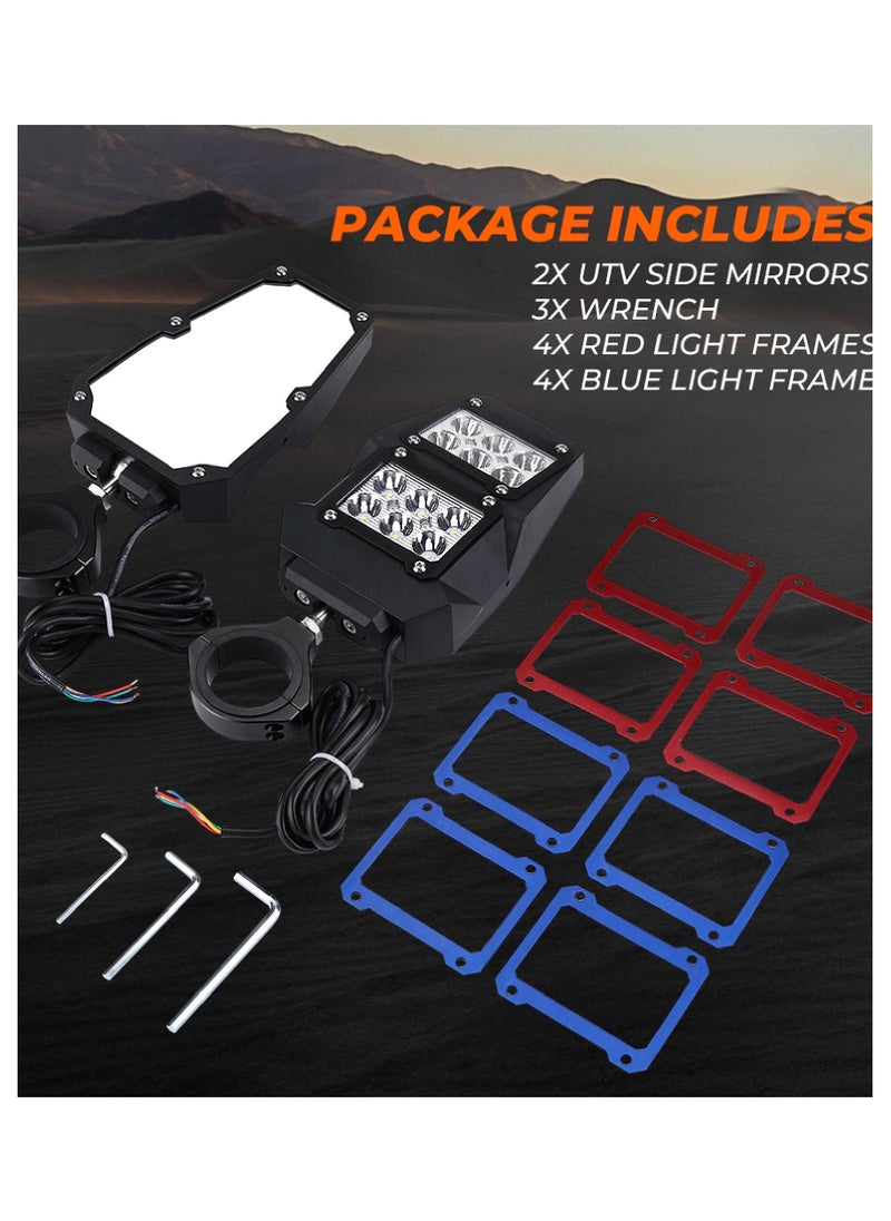 Generic - Pair of Universal Fit UTV, ATV Rear View Side Mirror with LED Spot Light for 1.75- & 2-Inch Roll Bar Cage Polaris - Image 1