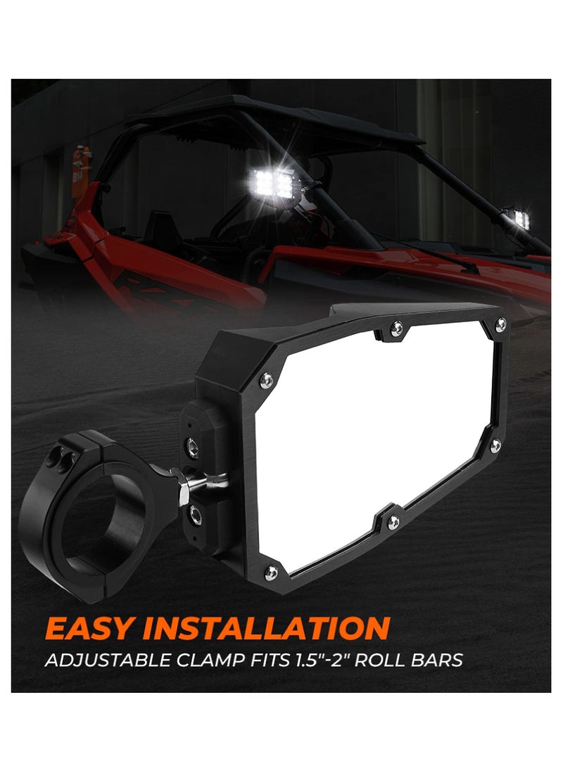 Generic - Pair of Universal Fit UTV, ATV Rear View Side Mirror with LED Spot Light for 1.75- & 2-Inch Roll Bar Cage Polaris - Image 1