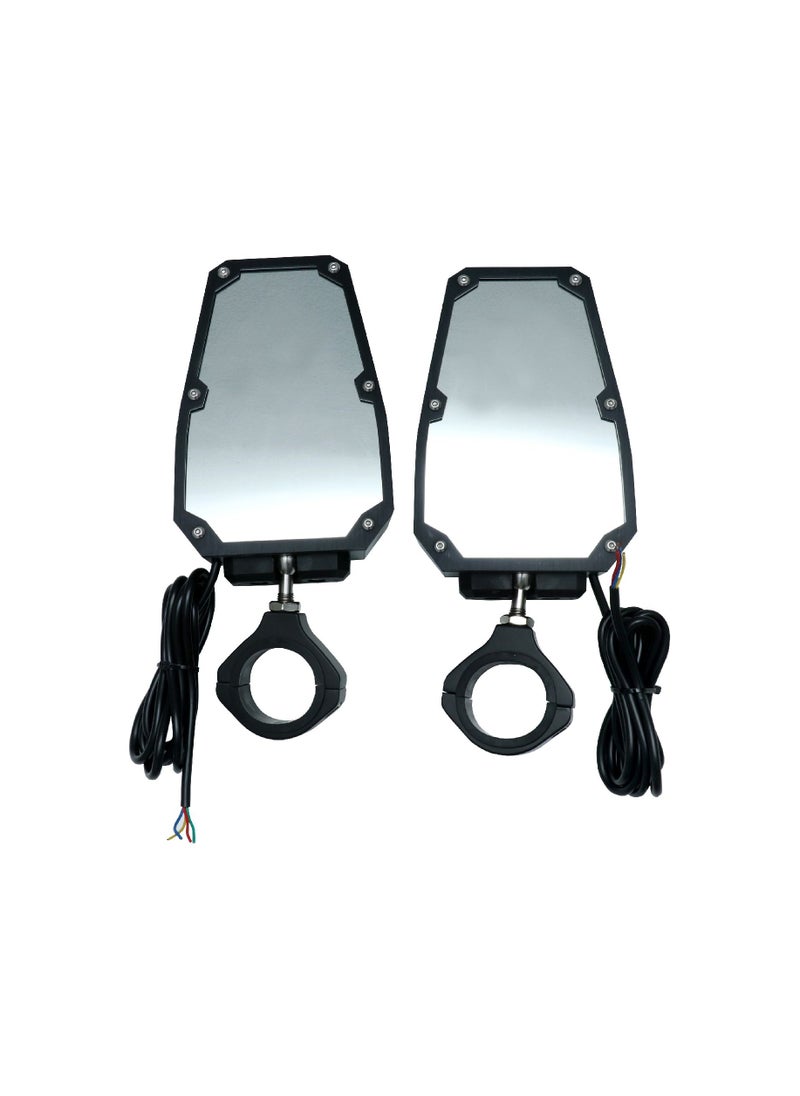 Generic - Pair of Universal Fit UTV, ATV Rear View Side Mirror with LED Spot Light for 1.75- & 2-Inch Roll Bar Cage Polaris - Image 1