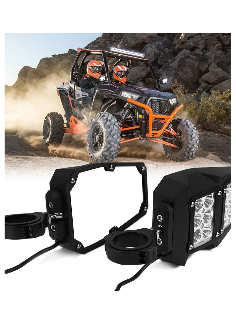 Generic - Pair of Universal Fit UTV, ATV Rear View Side Mirror with LED Spot Light for 1.75- & 2-Inch Roll Bar Cage Polaris - Image 1