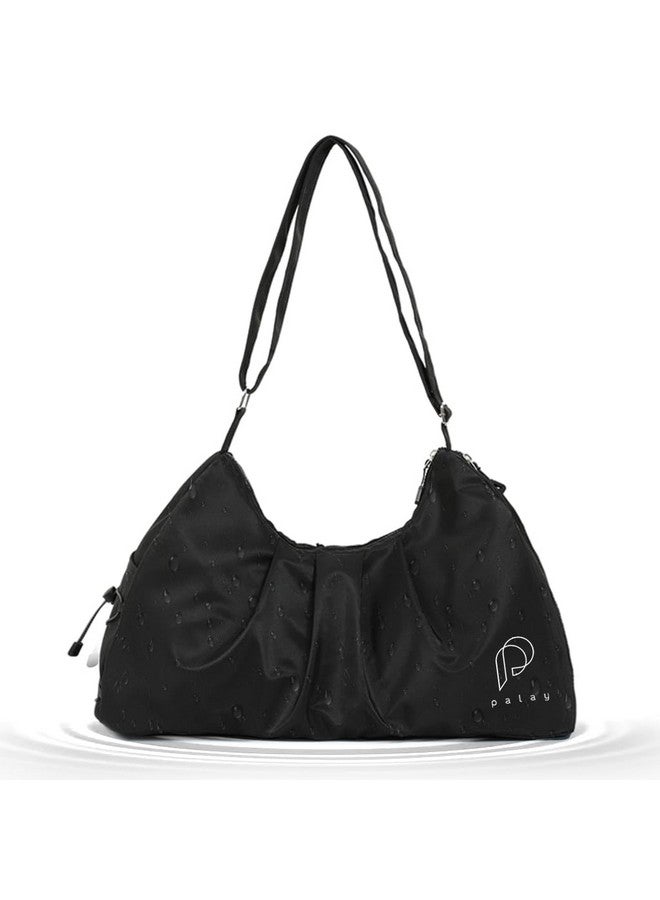 PALAY¬Æ Women Gym Bag Waterproof Nylon Carry-on Bag with Shoe Compartment Travel Duffle Bag Shoulder Bag with Adjustable Shoulder Strap Multi Use Casual Shoulder Bag for Trip, Gym, Black - Image 1