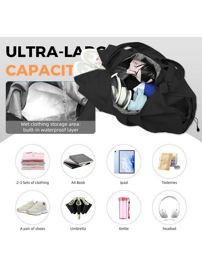 PALAY¬Æ Women Gym Bag Waterproof Nylon Carry-on Bag with Shoe Compartment Travel Duffle Bag Shoulder Bag with Adjustable Shoulder Strap Multi Use Casual Shoulder Bag for Trip, Gym, Black - Image 5