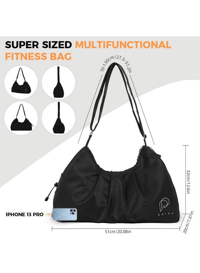 PALAY¬Æ Women Gym Bag Waterproof Nylon Carry-on Bag with Shoe Compartment Travel Duffle Bag Shoulder Bag with Adjustable Shoulder Strap Multi Use Casual Shoulder Bag for Trip, Gym, Black - Image 4