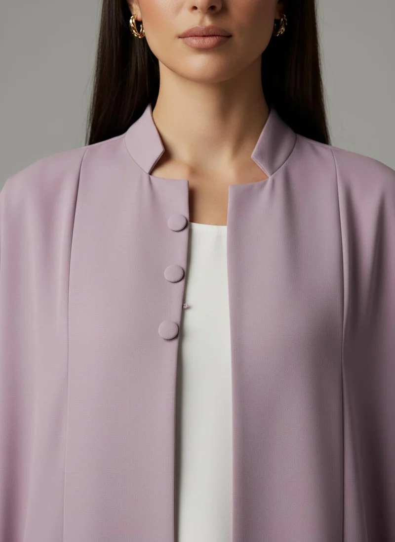 MSquare Fashion  Signature Korean Nida Purple Open Abaya Minimalist High-Neck Design for Women | Best Price UAE