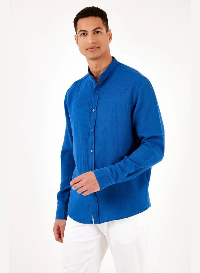 Buratti  Buratti Cotton Regular Fit Mandarin Collar Shirt Men's SHIRT CF24S127702 for Men | Best Price UAE