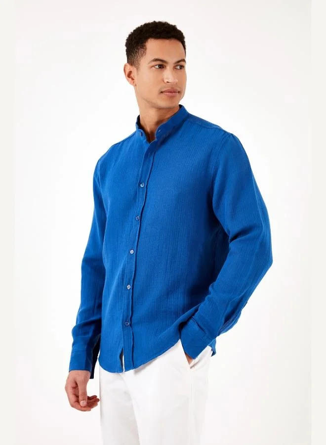 Buratti  Buratti Cotton Regular Fit Mandarin Collar Shirt Men's SHIRT CF24S127702 for Men | Best Price UAE