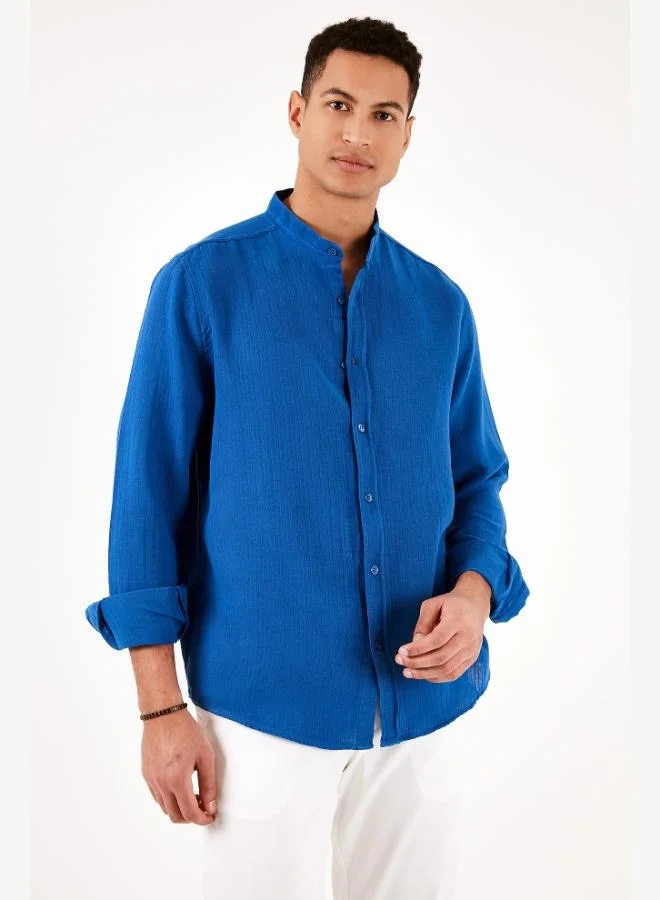 Buratti  Buratti Cotton Regular Fit Mandarin Collar Shirt Men's SHIRT CF24S127702 for Men | Best Price UAE