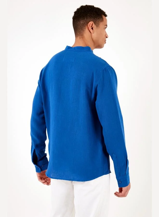 Buratti  Buratti Cotton Regular Fit Mandarin Collar Shirt Men's SHIRT CF24S127702 for Men | Best Price UAE