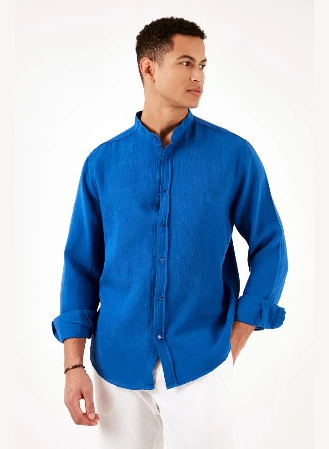 Buratti  Buratti Cotton Regular Fit Mandarin Collar Shirt Men's SHIRT CF24S127702 for Men | Best Price UAE