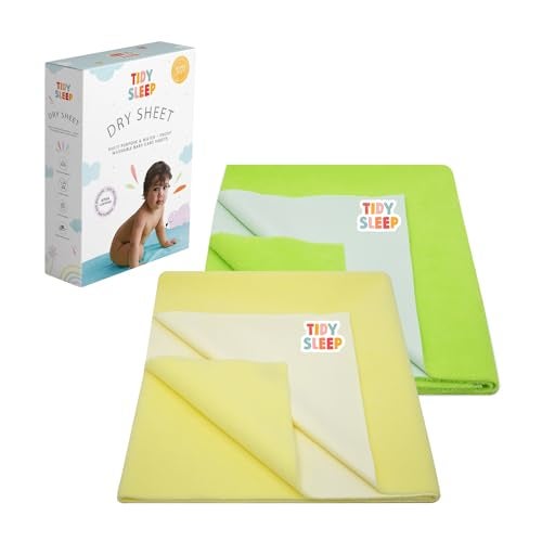 Tidy Sleep Instadry Anti-Piling Fleece Extra Absorbent Quick Dry Sheet for New Born Babies, Cotton Bed Protector Mattress Pack of 2 Parrot Green Small (70x50) cm - Image 1
