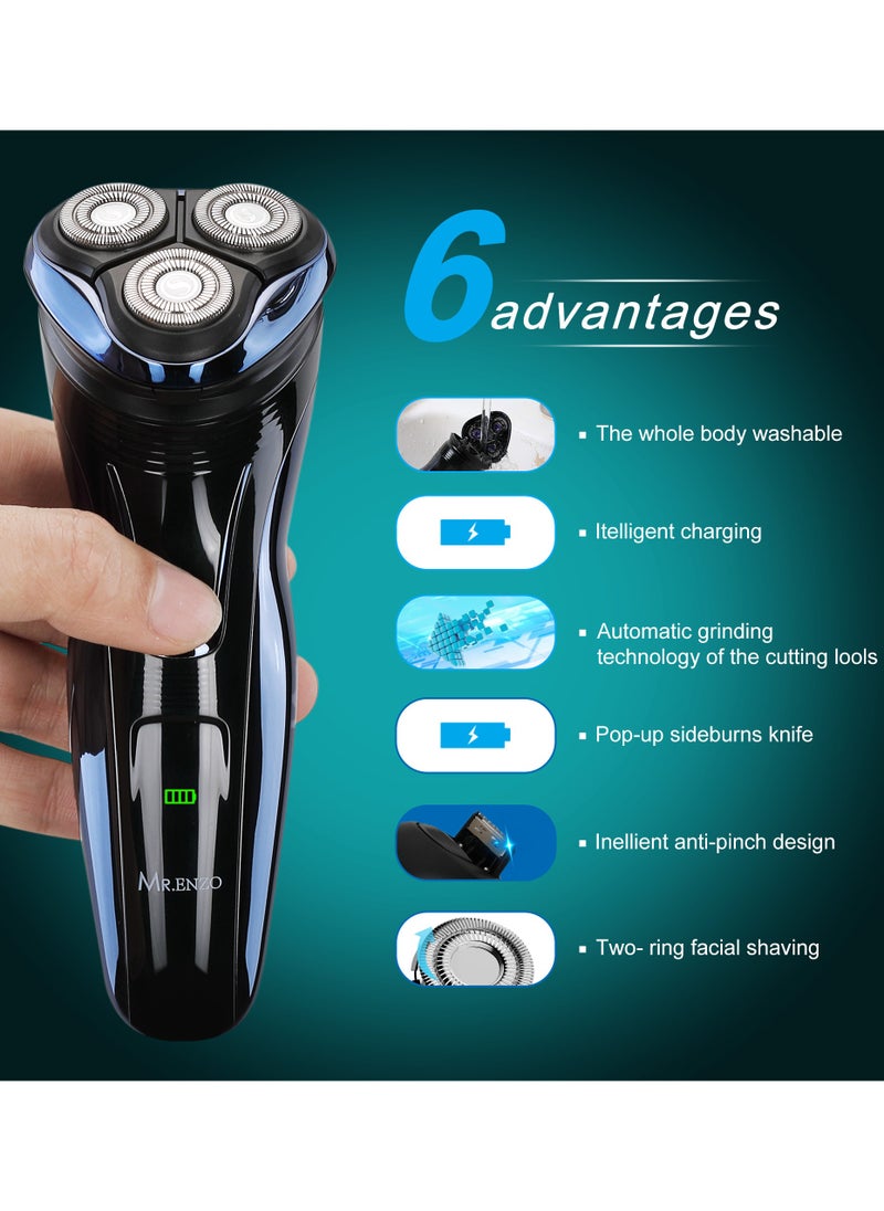Electric Razor for Men, Electric Shavers, Rechargeable Electric Razor Shaving Machines, with Pop-up Trimmer, 3D Floating Head
