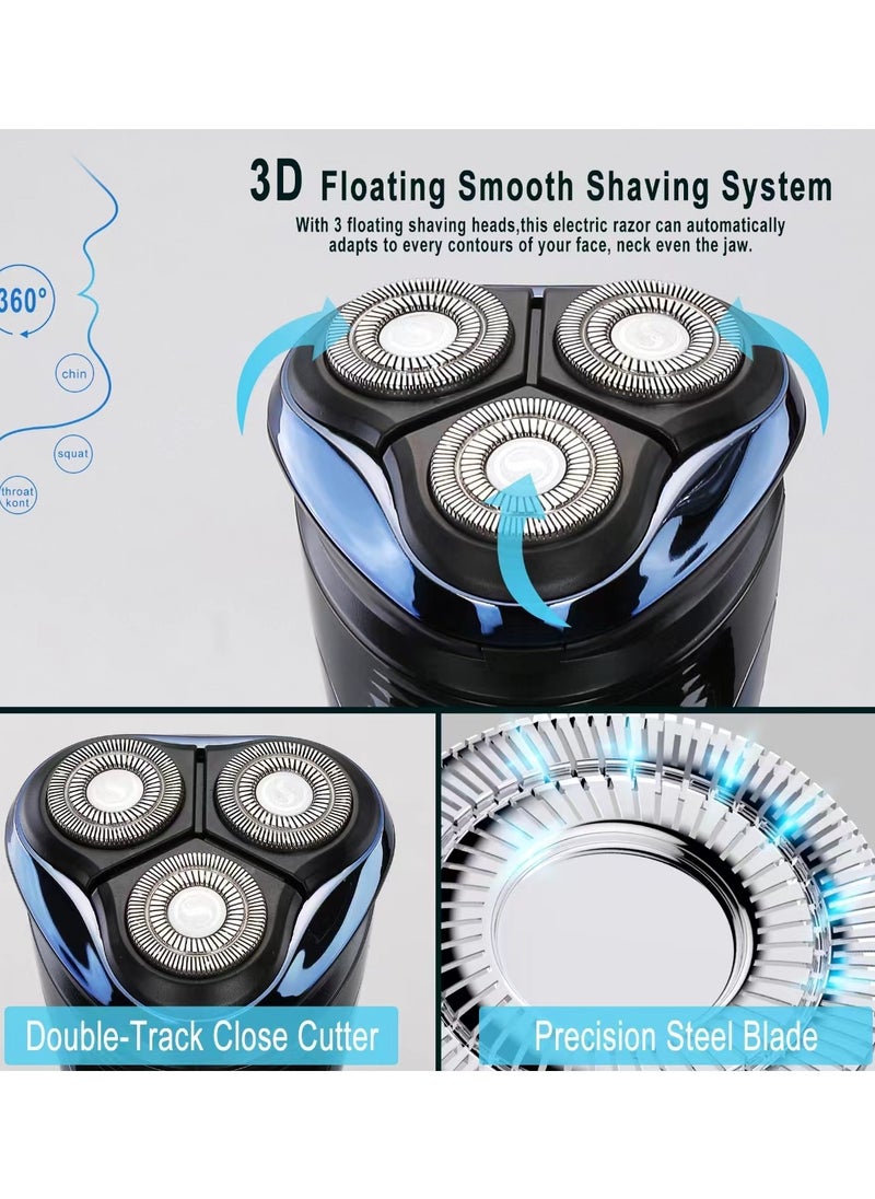 Electric Razor for Men, Electric Shavers, Rechargeable Electric Razor Shaving Machines, with Pop-up Trimmer, 3D Floating Head