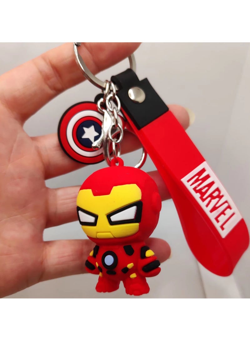 سلسلة مفاتيح Marvel ثلاثية الأبعاد من السيليكون مع خطاف معدني وشريط | سلسلة مفاتيح Avengers | سلسلة مفاتيح Spiderman | سلسلة مفاتيح Iron Man | سلسلة مفاتيح Thor | سلسلة مفاتيح Hulk للدراجات والرجال والسيارات والأولاد - Image 1