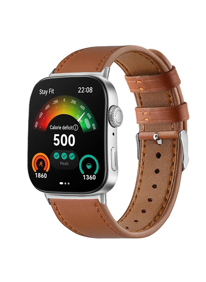 O Ozone O Ozone Leather Strap for Huawei Watch Fit 4pro/Fit 4/Fit 3, Soft Leather Sport Fitness Strap Bracelet for Men Women, Adjustable Replacement Band - Brown  - Image 1