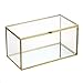 Hipiwe Gold Glass Decorative Rectangular Keepsake Shadow Box  Mini Garden Jewelry Display for Wedding Cards Trinkets Photos  Perfume  83x43x43 - Image 2