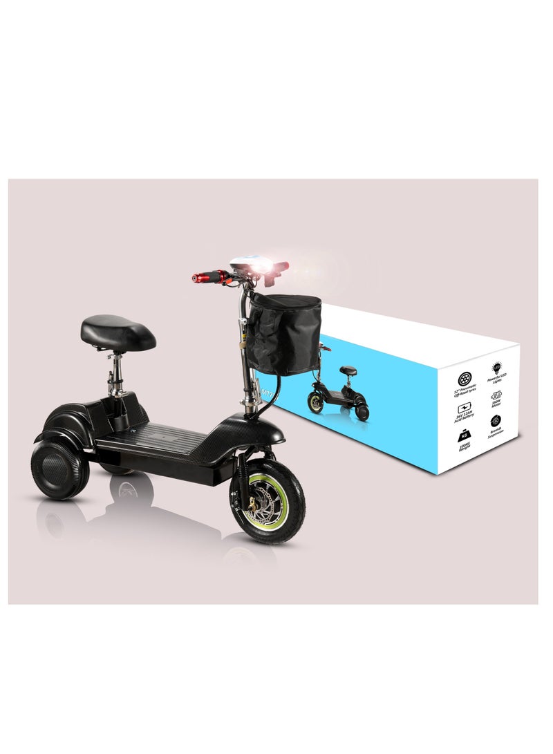 MYTOYS سكوتر كهربائي Mt730 محرك بدون فرش 350 واط سرعة قصوى 35 كم/س قيادة، ثلاث سرعات 12 بوصة إطارات في الأمام، إشارات انعطاف خلفية وامضة، سكوتر قابل للطي للتنقل 36 فولت 12Ah بطارية حمض الرصاص - Image 5