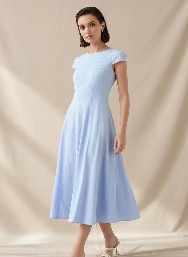 Iconic Iconic A line Midi Dress with Cap Sleeves