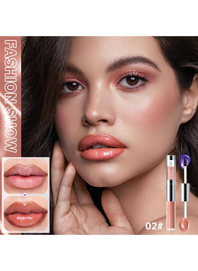 OLIBOLLA Double-Ended Peel Off Lip Liner & Color Changing Lip Oil，Long-Lasting Smudge-Proof Warm Caramel Nude Lip Tint&Lip Stain Liner，Hydrating High Shine Gloss for Defined, Fuller Nude Lips Waterproof, Transfer-Proof Soft Glam Lip Makeup #02 - Image 2