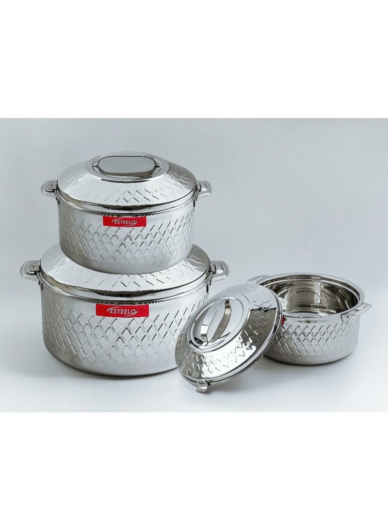Esteelo 3-piece stainless steel food container set, multiple sizes: 3/4/6 liters - Image 1