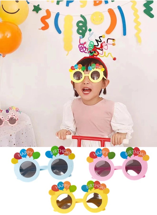 ShebSheb 3PCS  Birthday Party Balloons Glasses For Men Women Kids，Costume Glasses For  Party Decorations,   Birthday Party  - Image 1