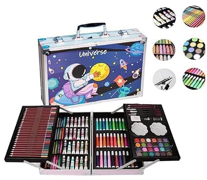 Kitchen Bloom Art Kit Space Art & Craft Professional Art Set, 145 Pieces, Drawing Kit with Colour Pencils, Oil Pastels, Paint Brushes Moon and Astonaut Fantasy Art kit for Boys Perfect Git Set - Image 5