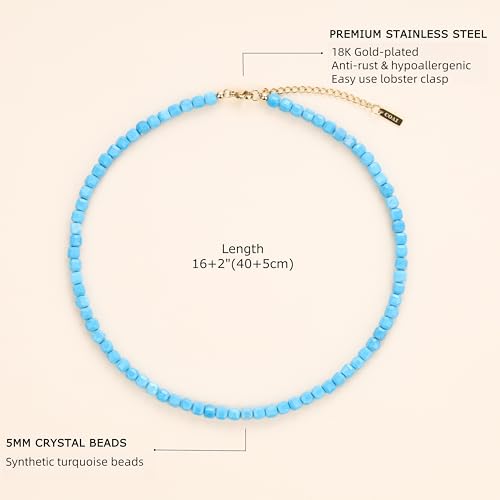COAI Simple Beaded Necklace for Women, Turquoise Necklace for Women - Image 4